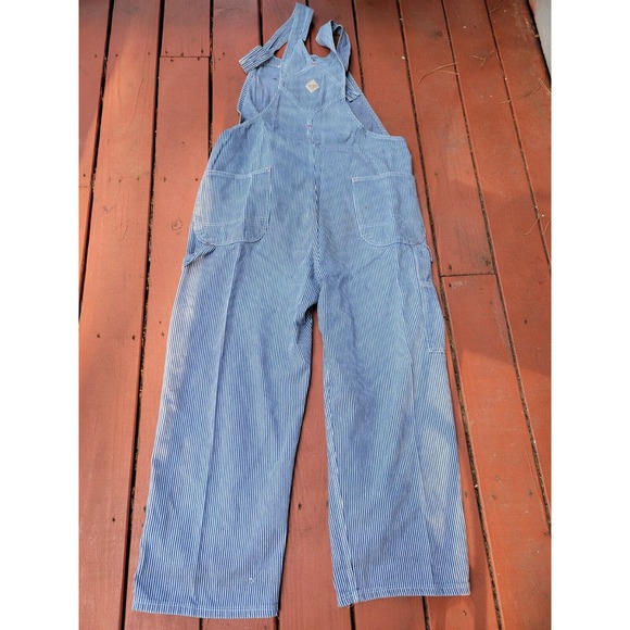 Vintage BIG MAC jc penneys Square Bak Overalls Hickory Stripe 44X 30 made in usa - Picture 10 of 13